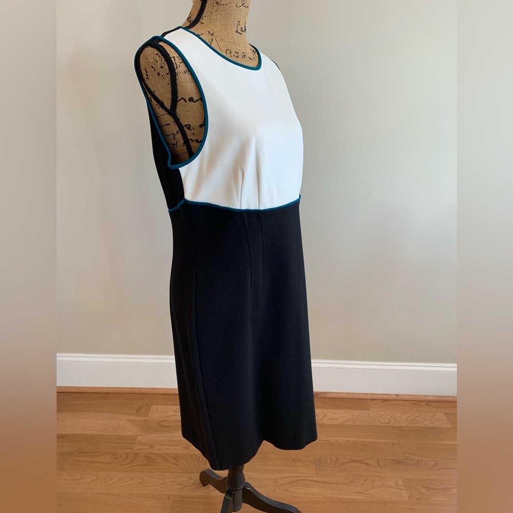Ann Taylor sleeveless mini dress black/white/green - Picture 3 of 15